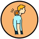 an icon depicting a main with a neck pain, illustrating a product that doesn't offer great support