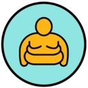 An icon depicting an overweight man