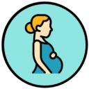 An icon depicting a pregnant woman
