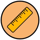 An icon depicting a ruler indicating lack of different sizes & dimensions