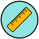 An icon depicting a ruler indicating size