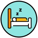 An icon depicting the product is stomach sleeper friendly