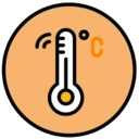 An icon depicting poor thermo regulation, illustrating overheating