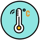An icon depicting a thermometer illustrating a good thermo regulating properties