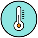 An icon depicting a thermometer