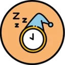 an icon depicting a clock with a sleeping hat on, illustrating a product not so great for napping