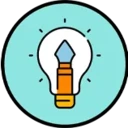 an icon depicting a light bulb, illustrating a slick design