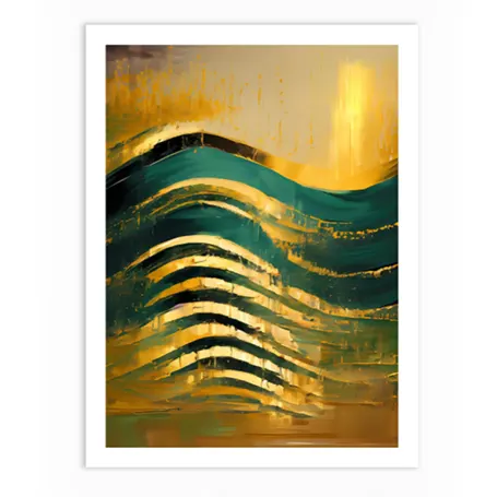 Gold And Green Waves Art Print