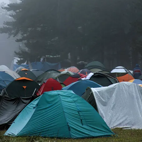 An image of a rainy campsite