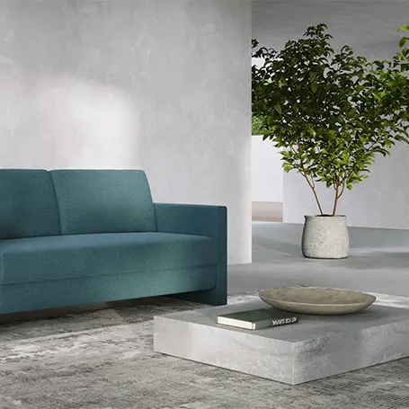 green sofa bed from bruno interior folded up.