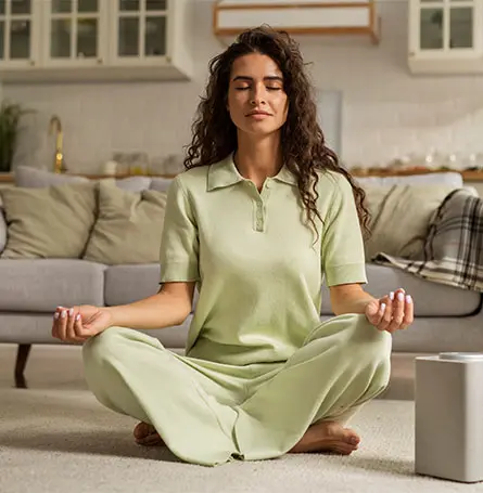 An image of a person meditating