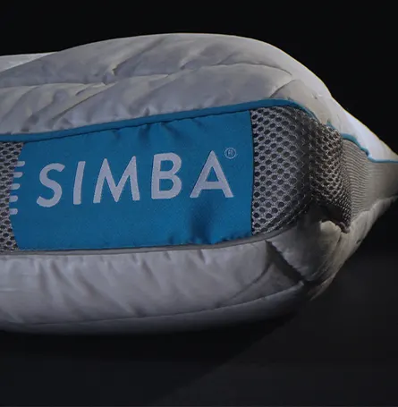 Close up of the Simba Hybrid Firm Pillow cover.