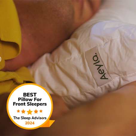 A product image of the Aeyla Dual Pillow with the TSA badge for the best pillow for front sleepers.